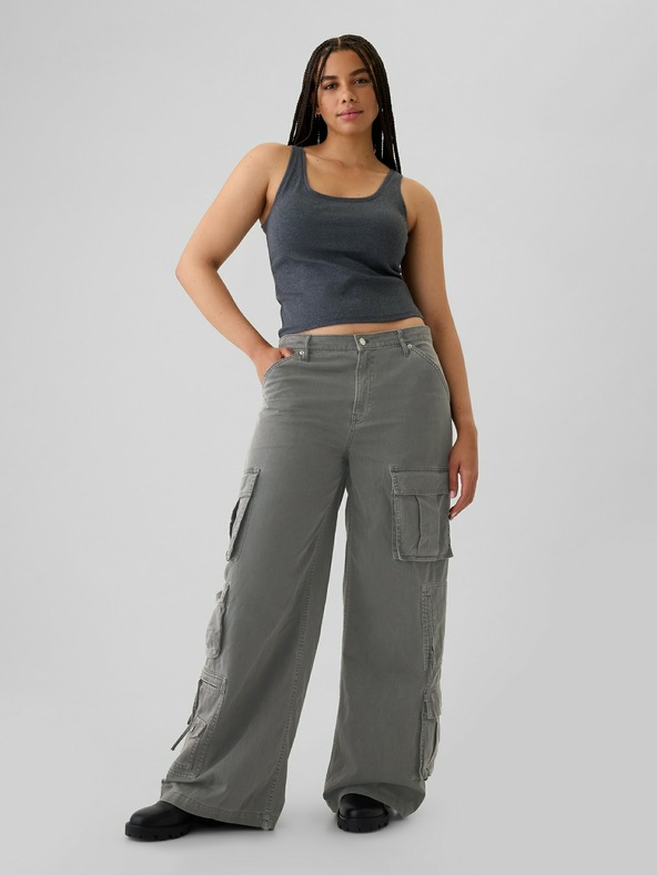 GAP Nohavice s vreckami Baggy Khaki Cargo GAP