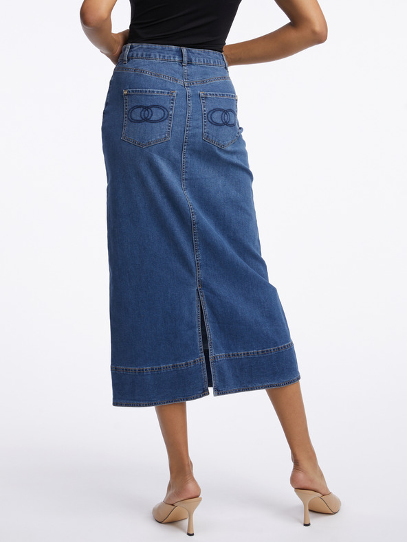 Orsay Tmavomodrá dámska džínsová maxi sukňa ORSAY