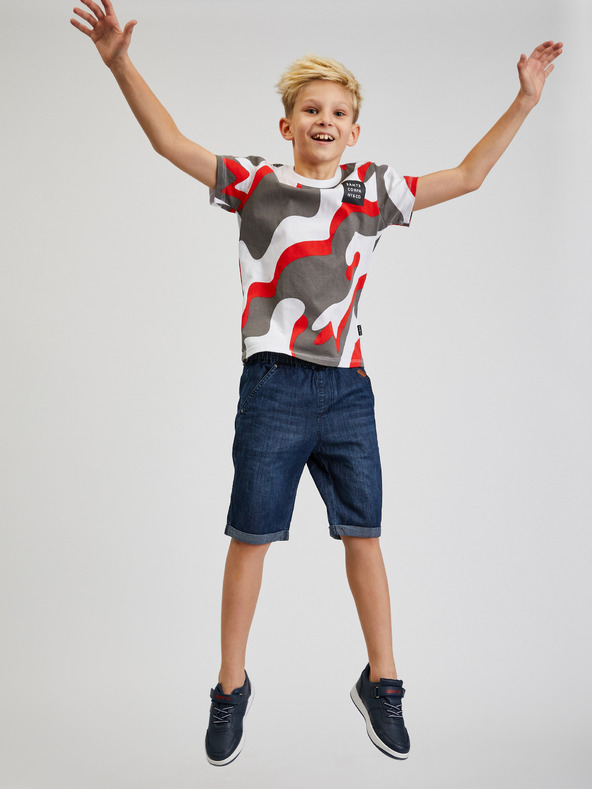 Sam 73 Šedo-červené chlapčenské vzorované tričko SAM 73 Oscar
