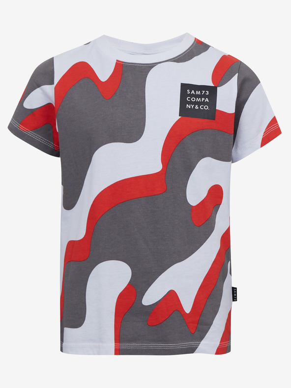 Sam 73 Šedo-červené chlapčenské vzorované tričko SAM 73 Oscar