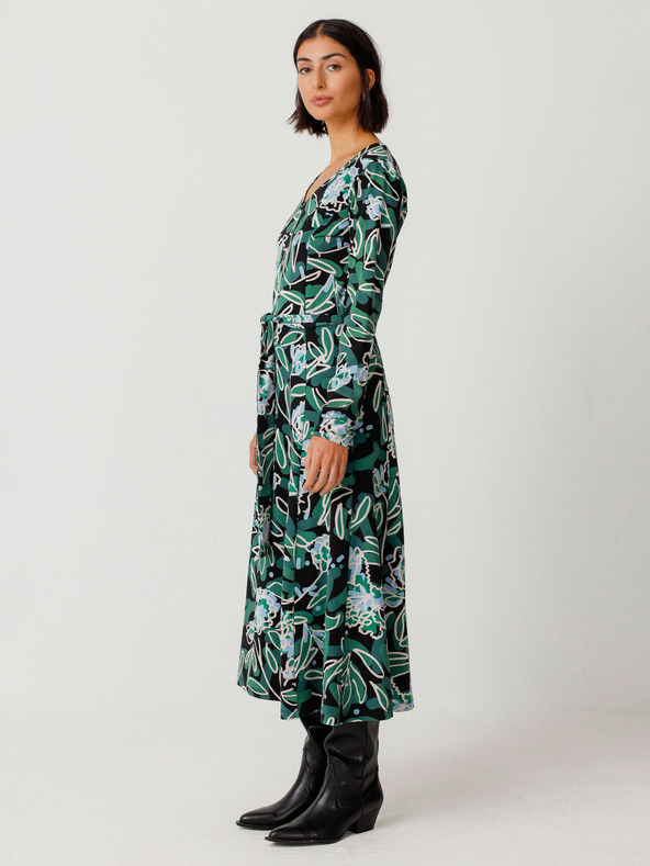 SKFK Zelené dámske kvetinové šaty SKFK Vestido Kaule