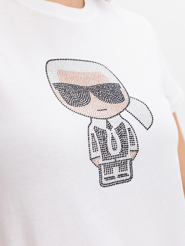 Karl Lagerfeld Biele dámske vzorované tričko KARL LAGERFELD