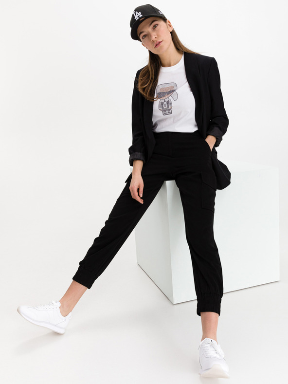 Karl Lagerfeld Biele dámske vzorované tričko KARL LAGERFELD