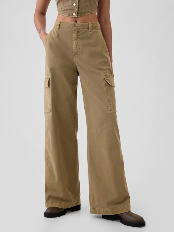 GAP Nohavice s vreckami Baggy Khaki Cargo GAP