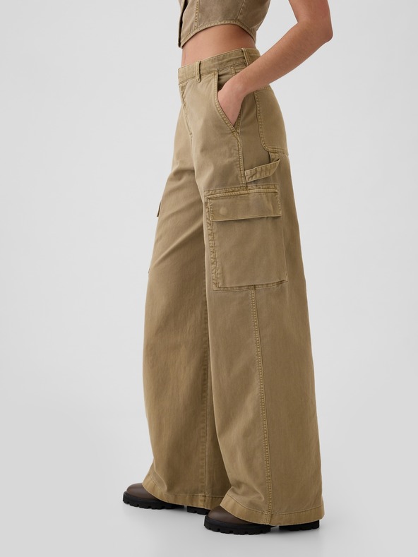 GAP Nohavice s vreckami Baggy Khaki Cargo GAP