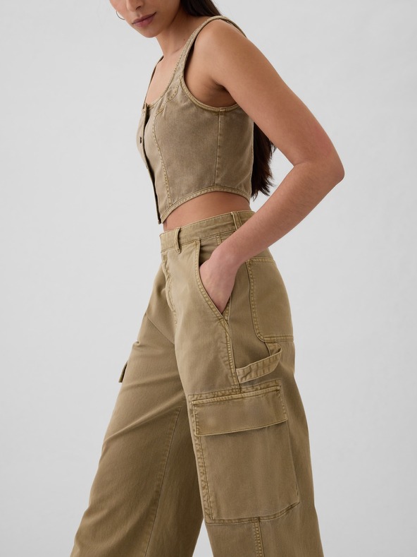 GAP Nohavice s vreckami Baggy Khaki Cargo GAP