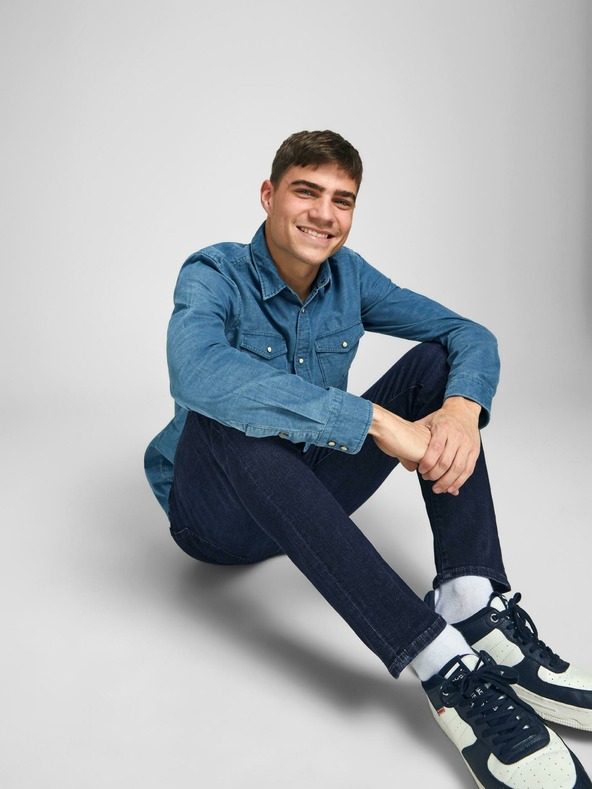 Jack & Jones Tmavomodré slim fit džínsy Jack & Jones Glenn