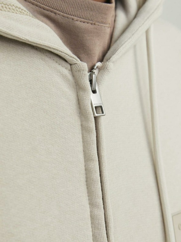 Jack & Jones Béžová pánska mikina Jack & Jones Faded Zip Hoodie