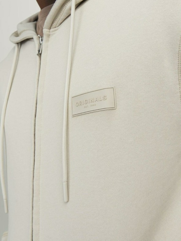 Jack & Jones Béžová pánska mikina Jack & Jones Faded Zip Hoodie