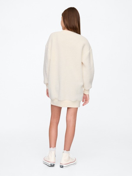 GAP Detské oversize mikinové šaty sherpa s logom GAP