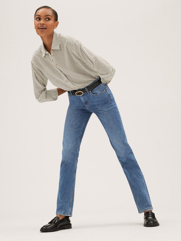 Marks & Spencer Modré dámske džínsy rovného strihu Marks & Spencer