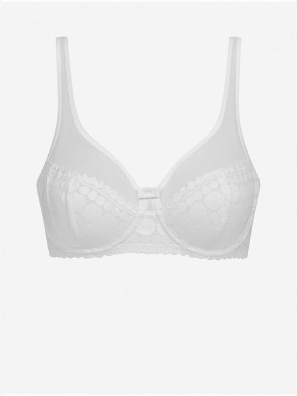 DIM Biela dámska čipkovaná podprsenka DIM GENEROUS DOTTY UNDERWIRED BRA