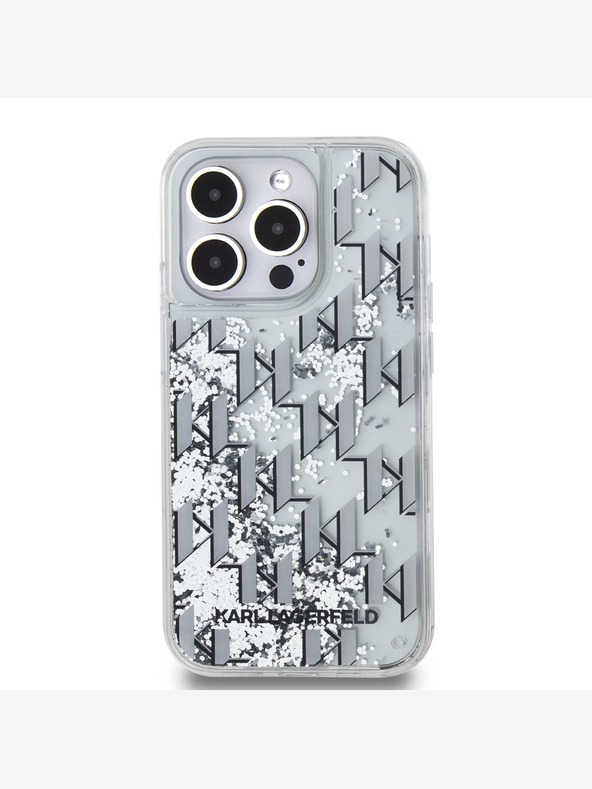 Karl Lagerfeld Zadný kryt Liquid Glitter Monogram Gradient pre iPhone 14 Pro Max White Karl Lagerfeld