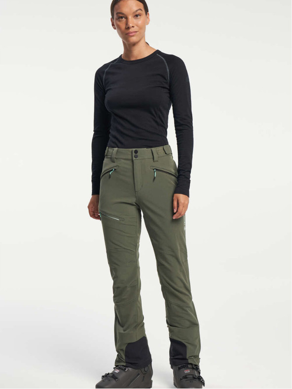 Tenson Dámske nohavice TENSON Touring Softshell Pant W tmavá khaki