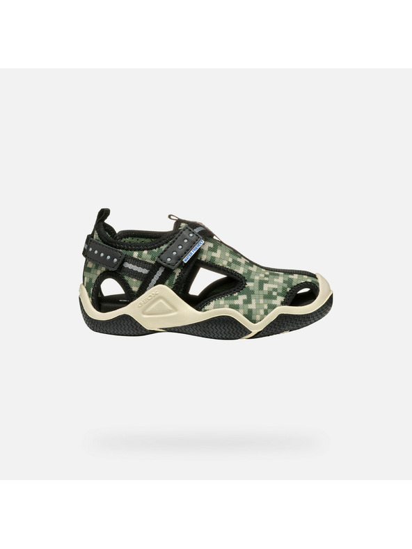 Geox Olivové chlapčenské sandále Geox Wader