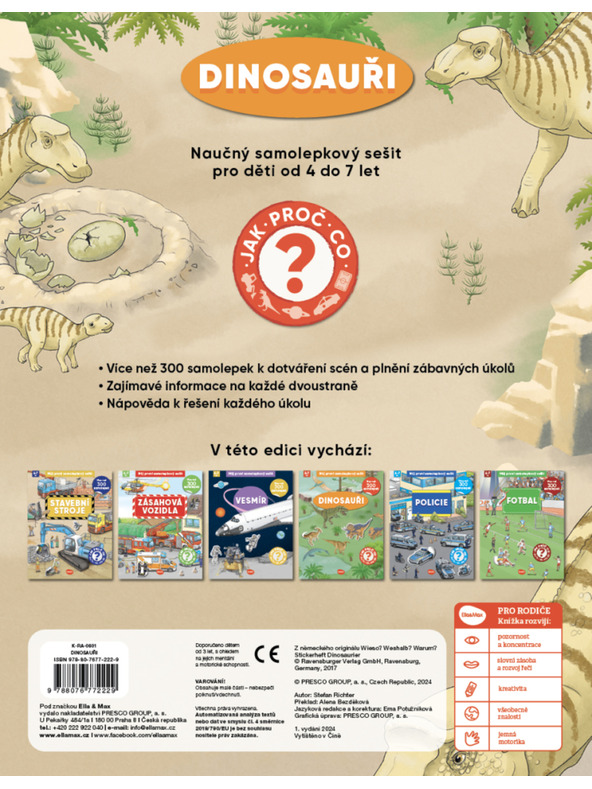 ELLA & MAX Moja prvá kniha samolepiek - DINOSAURI