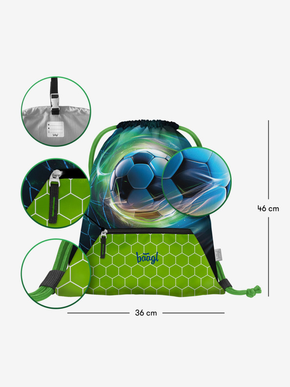 BAAGL  Modrý 3 SET Airy Futbalová lopta: batoh, penál, taška Baagl