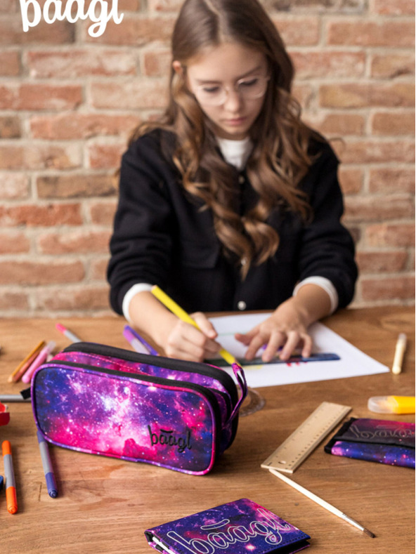 BAAGL  Fialová študentská peňaženka Baagl Galaxy