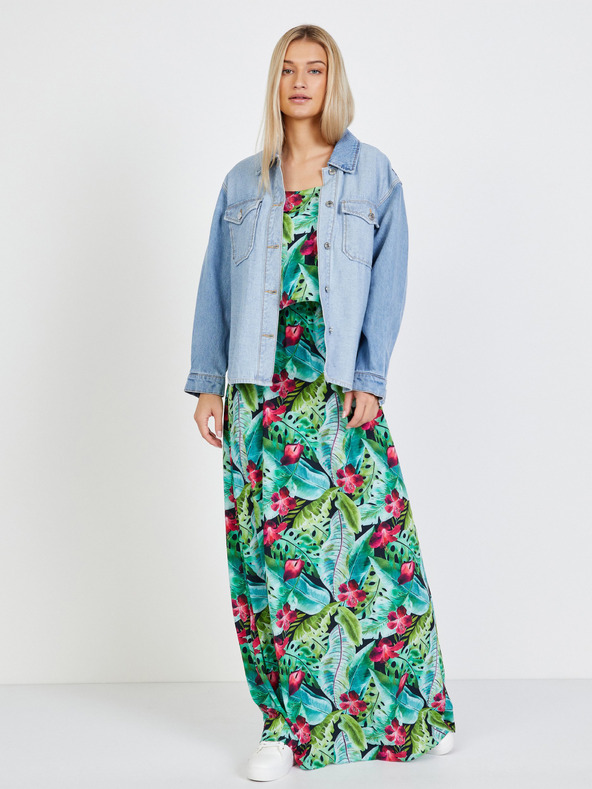 numoco Zelené vzorované maxi šaty Numoco