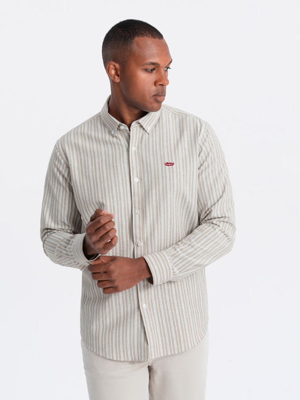 Ombre Clothing Pánska bavlnená košeľa REGULAR FIT s jemnými prúžkami Ombre Clothing
