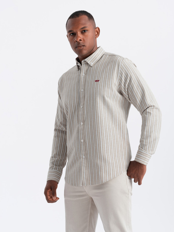 Ombre Clothing Pánska bavlnená košeľa REGULAR FIT s jemnými prúžkami Ombre Clothing