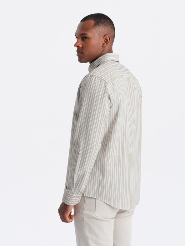 Ombre Clothing Pánska bavlnená košeľa REGULAR FIT s jemnými prúžkami Ombre Clothing
