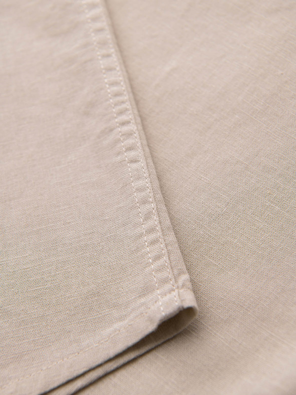 Ombre Clothing Pánska košeľa s krátkym rukávom a kubánskym golierom béžová Ombre Oblečenie