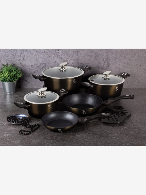 Berlingerhaus Kastról s mramorovým povrchom 24 cm Shiny Black Collection 2 pokrievky BERLINGERHAUS