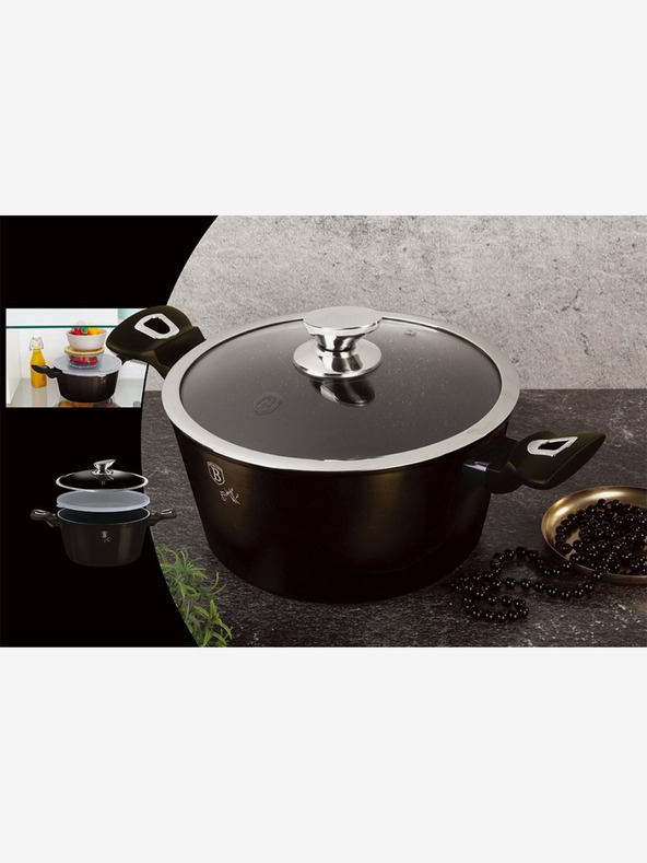 Berlingerhaus Kastról s mramorovým povrchom 24 cm Shiny Black Collection 2 pokrievky BERLINGERHAUS