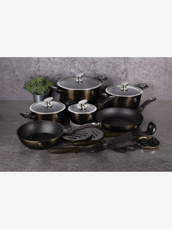 Berlingerhaus Kastról s mramorovým povrchom 24 cm Shiny Black Collection 2 pokrievky BERLINGERHAUS