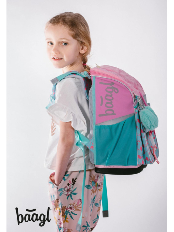 BAAGL  BAAGL 5 SET Zippy Plameniak: aktovka, peračník, vrecko, dosky, box