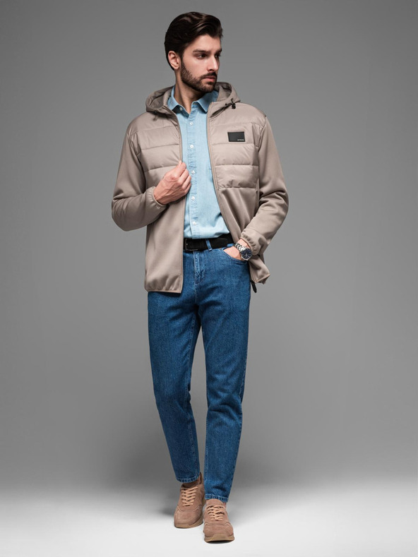 Ombre Clothing Pánska ľahká farebná športová bunda s fleecom Ombre Clothing