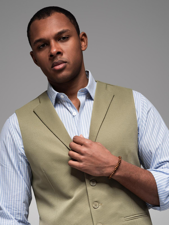 Ombre Clothing Pánska štruktúrovaná pletená vesta na mieru s chlopňami Ombre Clothing