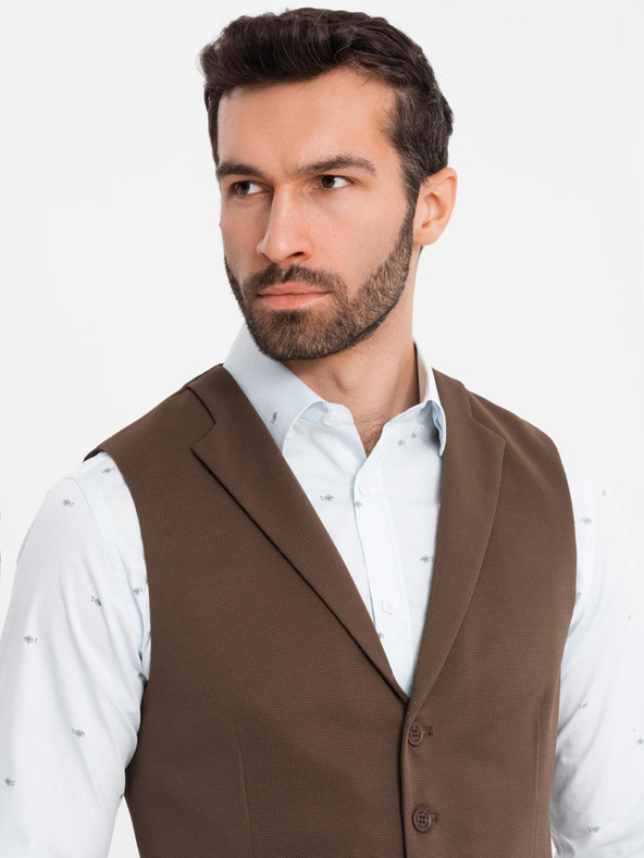 Ombre Clothing Pánska štruktúrovaná pletená vesta na mieru s chlopňami Ombre Clothing