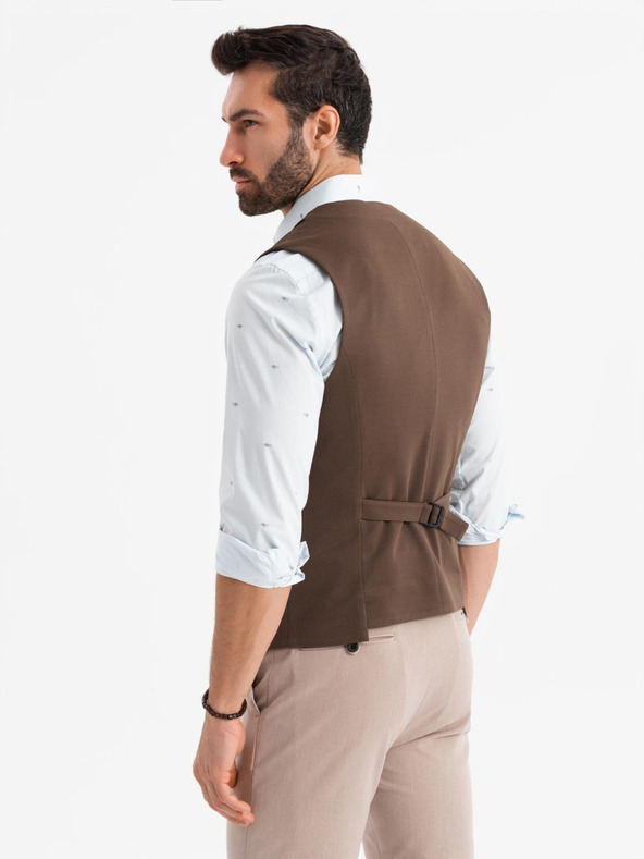 Ombre Clothing Pánska štruktúrovaná pletená vesta na mieru s chlopňami Ombre Clothing