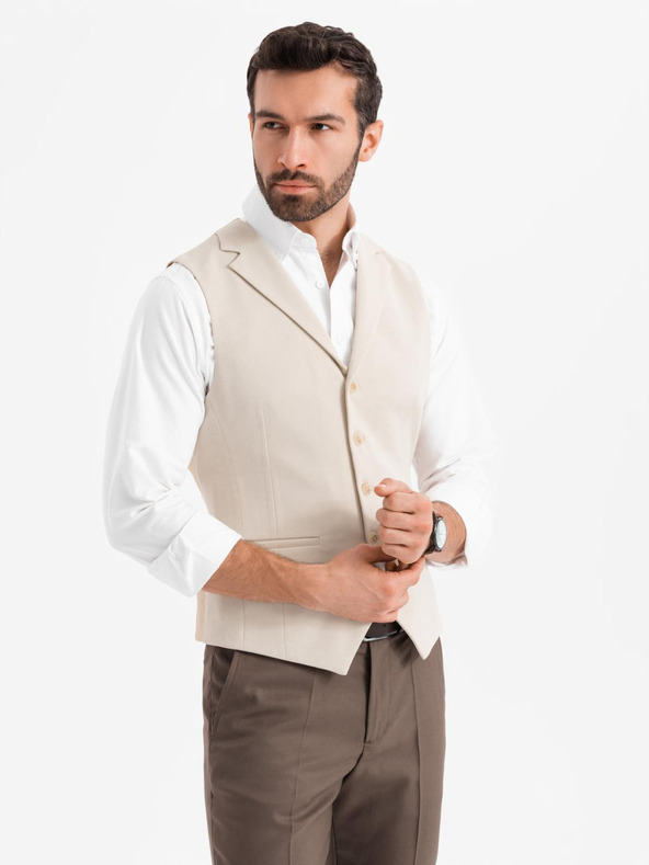Ombre Clothing Priľnavá elegantná pánska vesta s elastanom a chlopňami Ombre Clothing