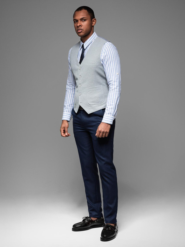 Ombre Clothing Pánska štruktúrovaná vesta na mieru s vreckami Ombre Clothing