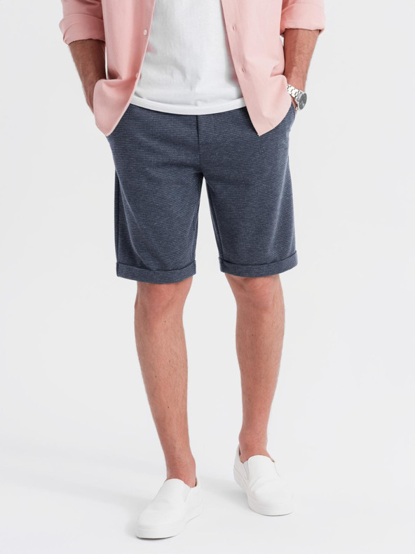Ombre Clothing Pánske štruktúrované pletené šortky s pružným pásom Ombre Clothing