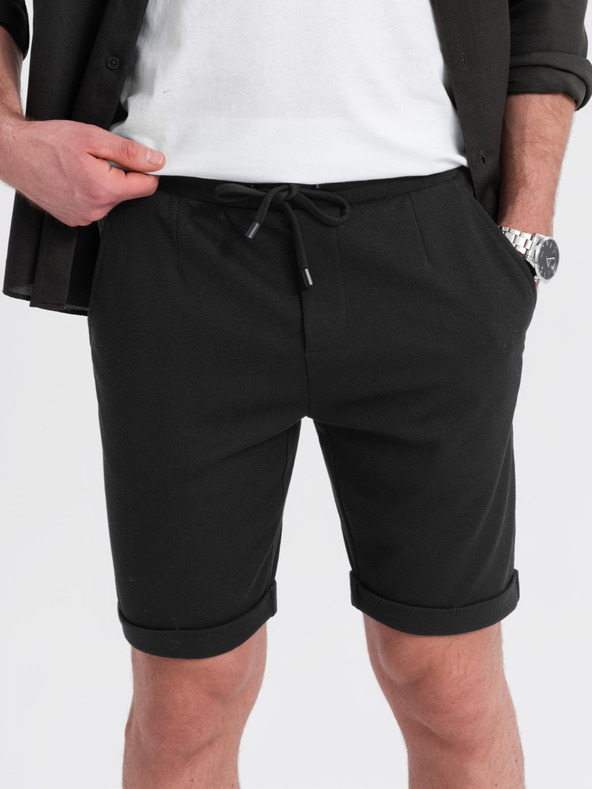 Ombre Clothing Pánske pletené šortky so zahrnutými nohavicami Ombre Clothing
