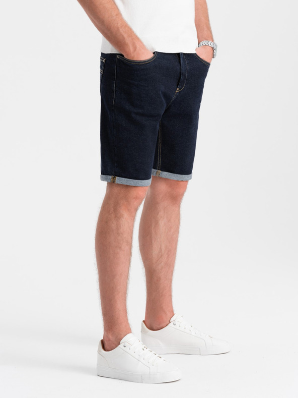 Ombre Clothing Pánske džínsové šortky so zahrnutými nohavicami Ombre Clothing