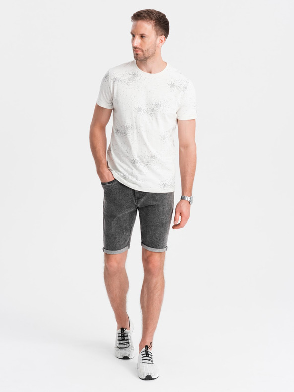 Ombre Clothing Pánske džínsové šortky so zahrnutými nohavicami Ombre Clothing