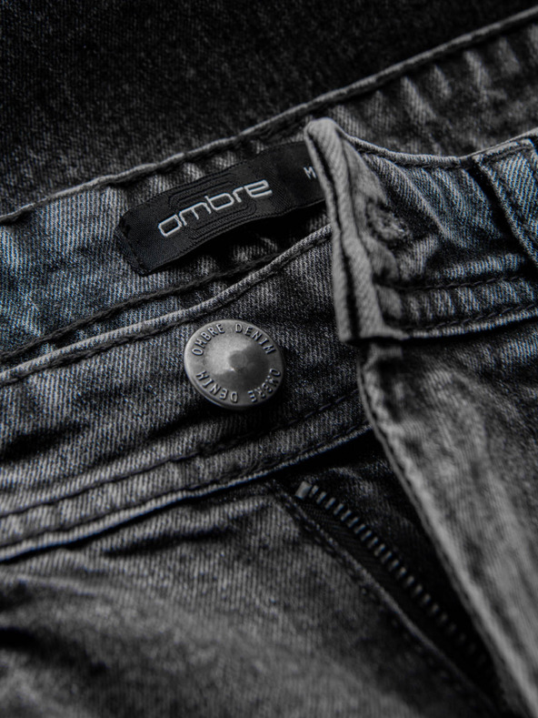 Ombre Clothing Pánske džínsové šortky so zahrnutými nohavicami Ombre Clothing