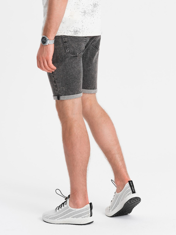 Ombre Clothing Pánske džínsové šortky so zahrnutými nohavicami Ombre Clothing