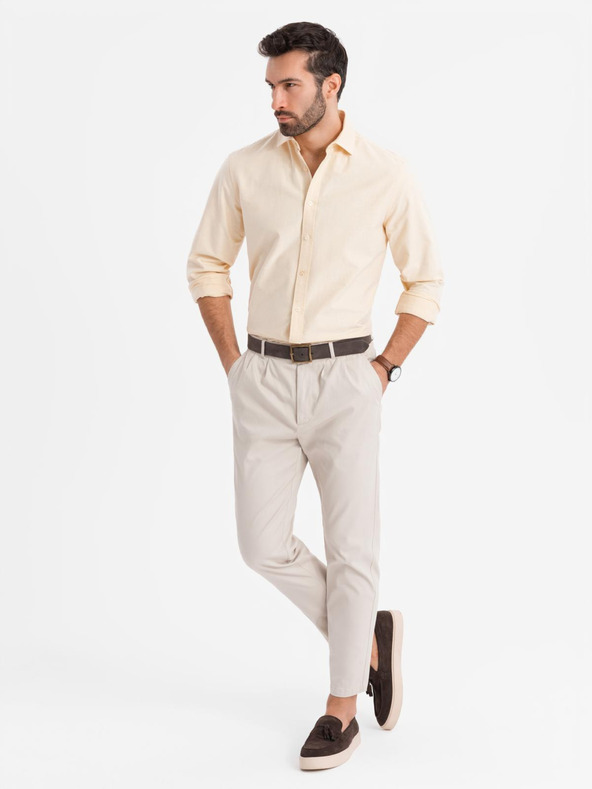 Ombre Clothing Pastelová bavlnená pánska košeľa oxford Ombre Clothing