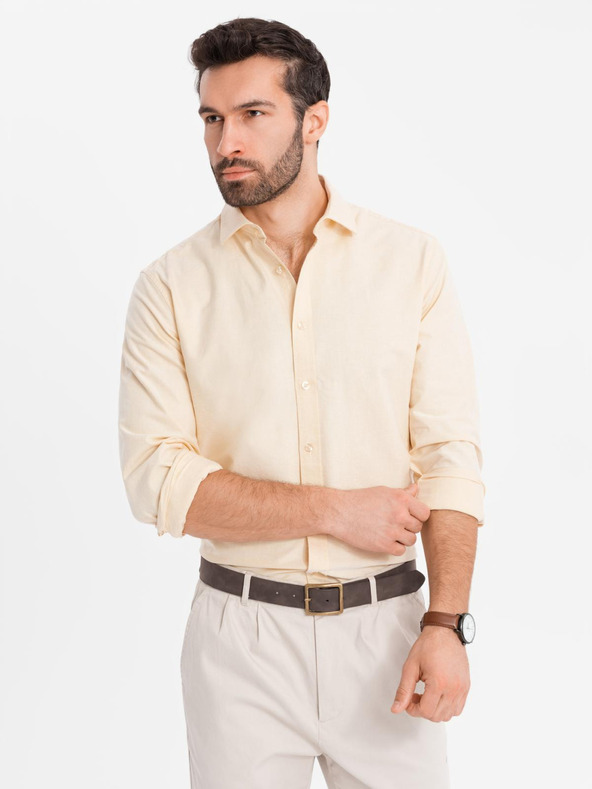 Ombre Clothing Pastelová bavlnená pánska košeľa oxford Ombre Clothing