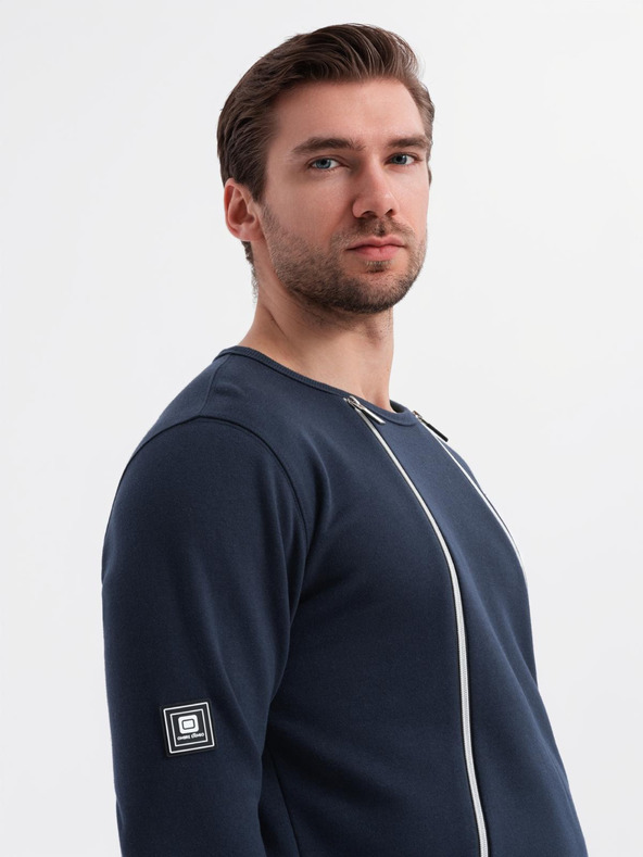 Ombre Clothing Praná pánska mikina s ozdobným prešitím pri výstrihu Ombre Clothing