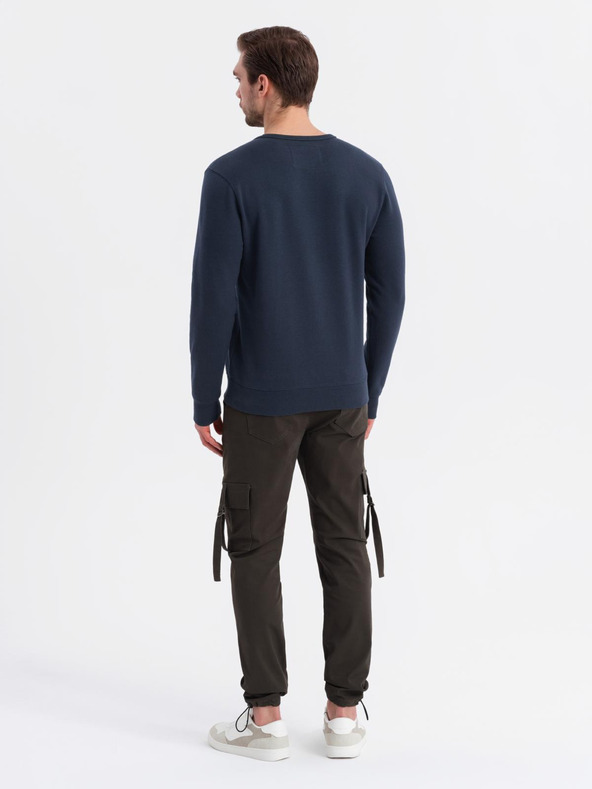 Ombre Clothing Praná pánska mikina s ozdobným prešitím pri výstrihu Ombre Clothing