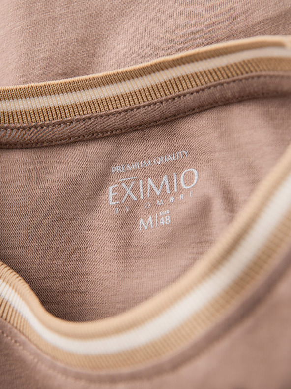 Ombre Clothing Pánske bavlnené tričko s dlhým rukávom, pruhovaným výstrihom do U a výšivkou Ombre Clothing