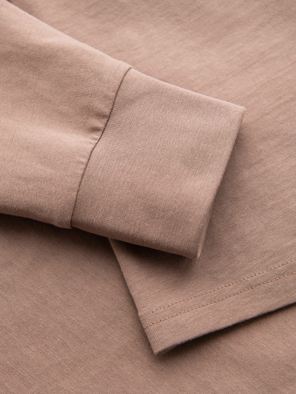 Ombre Clothing Pánske bavlnené tričko s dlhým rukávom, pruhovaným výstrihom do U a výšivkou Ombre Clothing