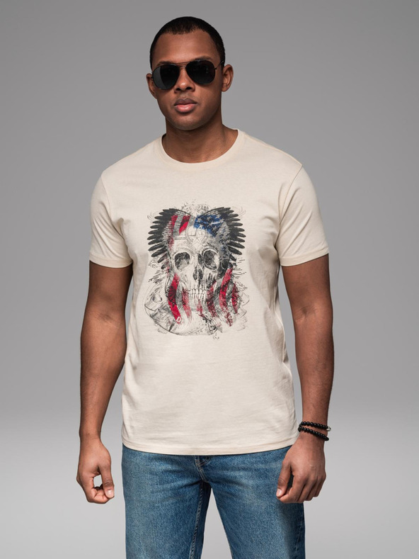 Ombre Clothing Pánske bavlnené tričko s potlačou Ombre Clothing